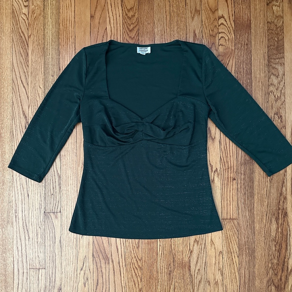 Unique Vintage Emerald Green Blouse